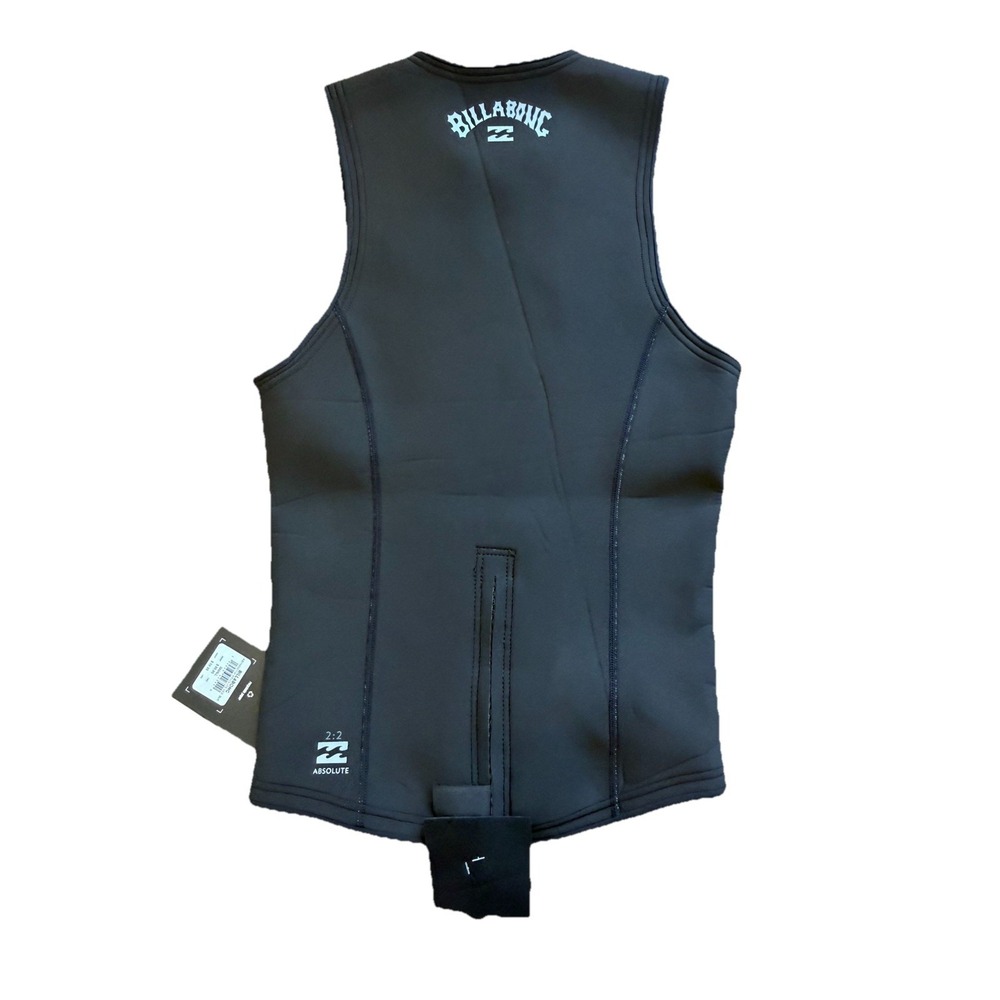 Billabong 2/2 mm Wetsuit Vest Mens Small Black Absolute Surf Dive Zip Front NWT - Picture 6 of 7